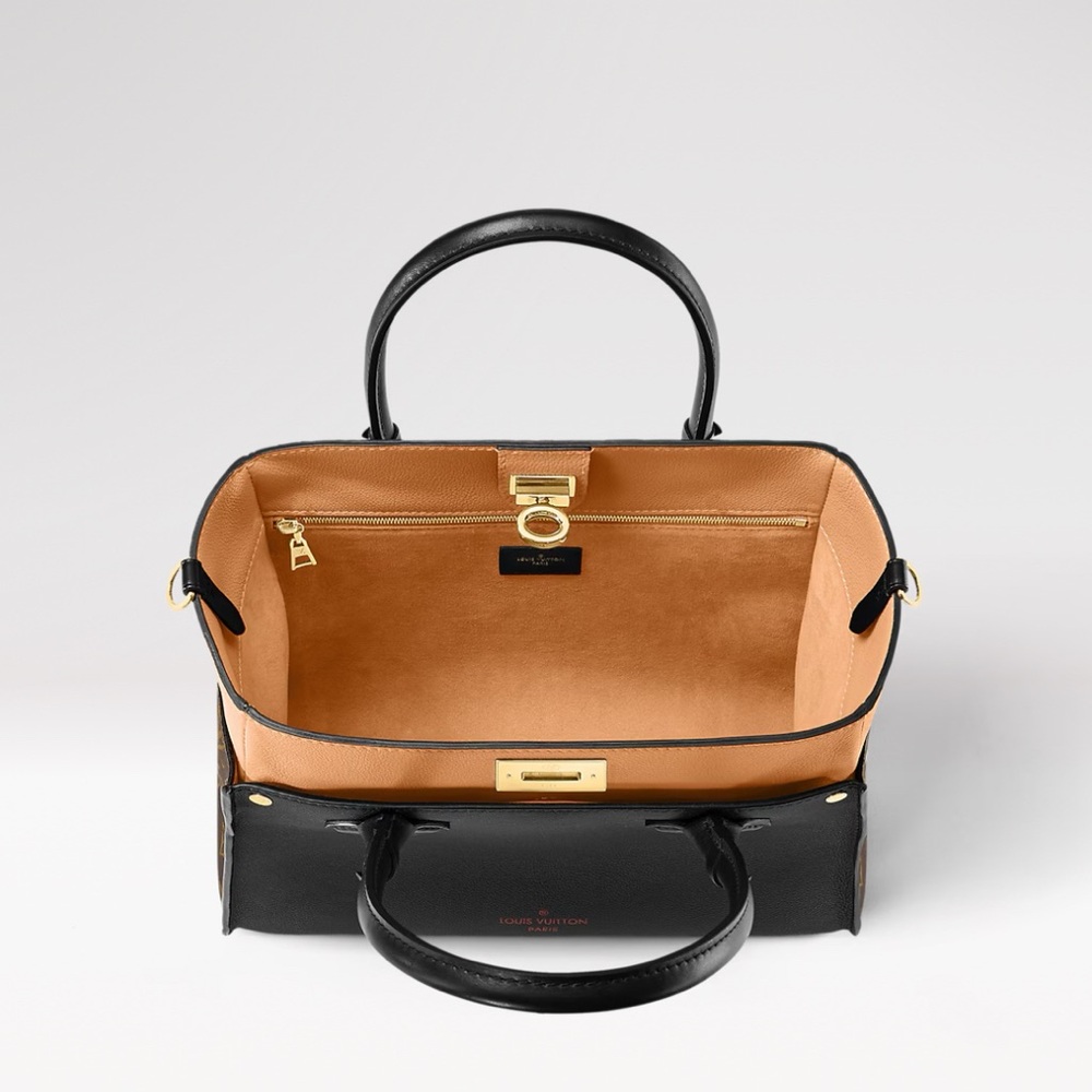 Louis Vuitton Black and Tan Leather Top-Handle Bag - Picture 3 of 11